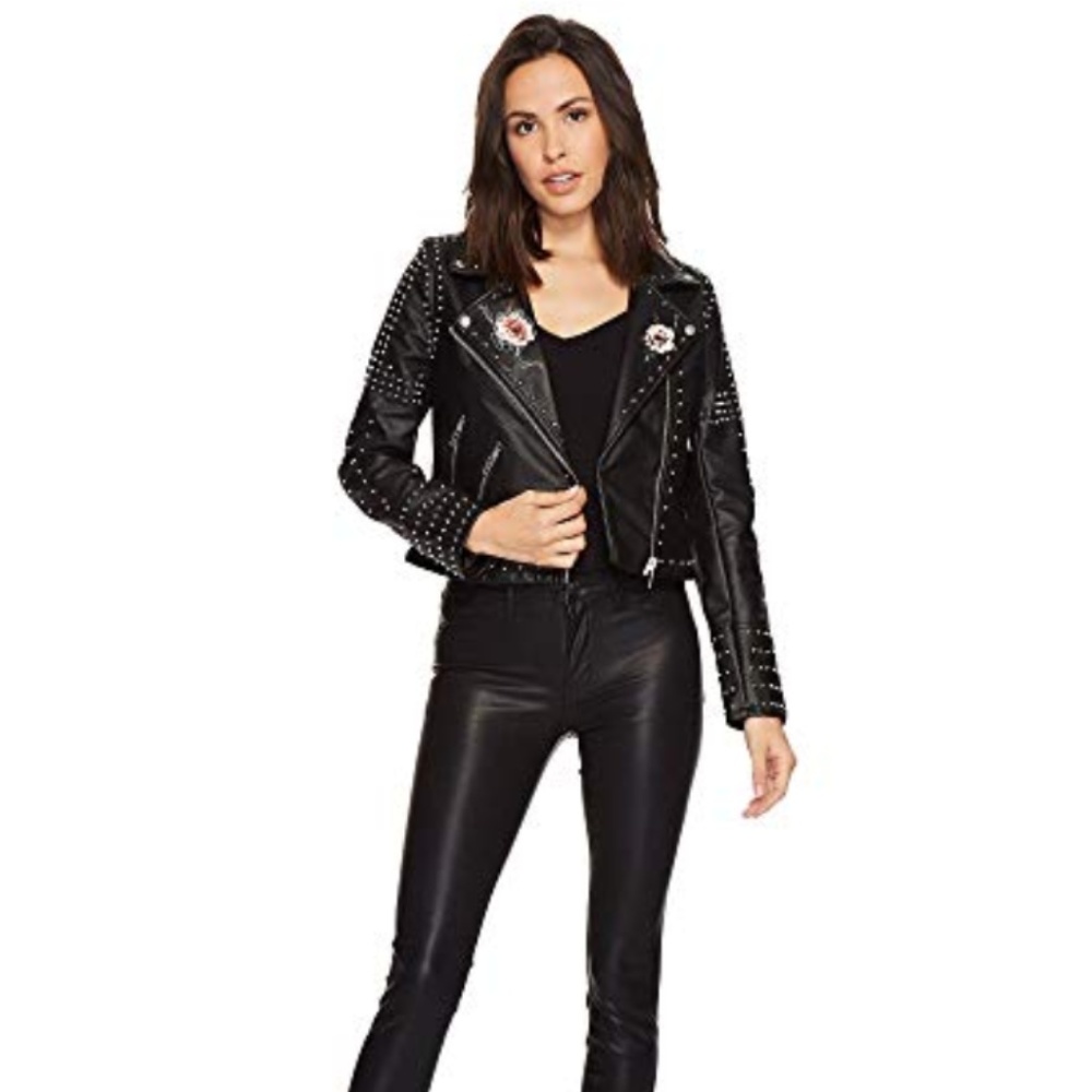 Blank NYC Vegan Leather Floral Jacket Heartbreaker